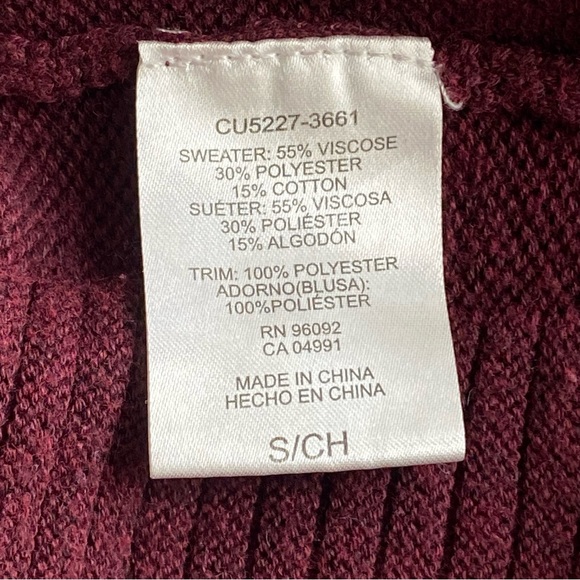 Hilary Radley Maroon Tunic Textured Knit Sweater with Shirt Tales - Picture 7 of 10